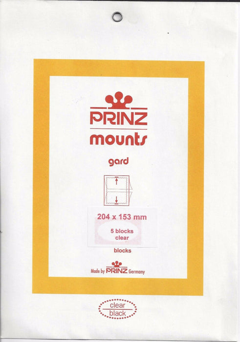 Prinz Stamp Mount 204 x 153 Blocks & Sheetlets Clear