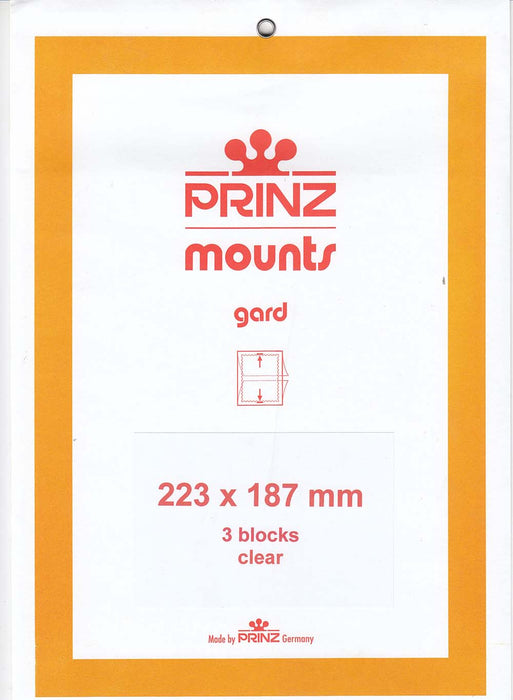 Prinz Stamp Mount 223 x 187 Blocks & Sheetlets Clear